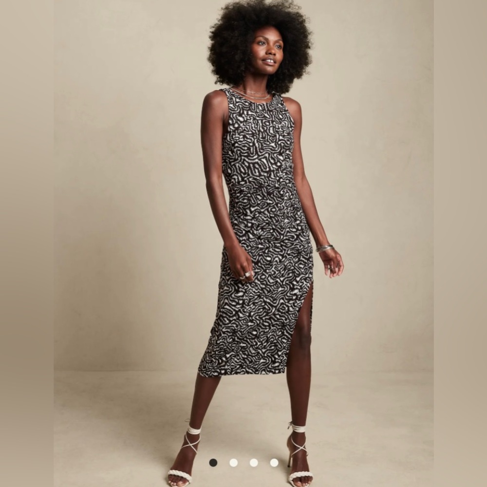 Banana Republic Factory Rouched Mid Dress - S Tall